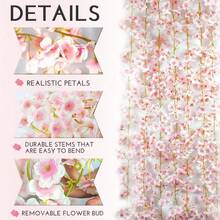 1/3/5件套 5.9英尺人造春季樱花花环，丝绸悬挂花藤，适用于婚礼派对背景、房间墙面装饰、日式可爱装饰、室内外生日礼物、家居装饰、礼品、婚礼、婚礼装饰、人造装饰、玫瑰、装饰玫瑰、装饰风格 - 淡粉紅色 - 查看 6