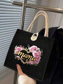 “最佳妈妈”字母印花手提袋 - 母亲节、感恩节、妇女节和女神节的完美礼物。适合日常使用。 - 彩色 - 查看 8