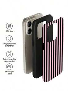 1pc Minimalist Artistic Colorful Striped Pattern Glossy 2-In-1 Phiên Film Hard Phone Case Compatible With Samsung/ 11/12/13/14/15/16/17 Pro Max - 多色 15 - 查看 6