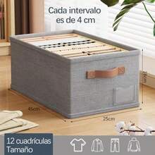 Paquete de 4 Organizador de closet ropa organizadores para cajones de ropa equipada con ranuras para tarjetas de PVC plegable con compartimentos y asas ideal para camisas vaqueros - Gris - Ver 7