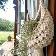 3pcs Handmade Cotton Rope Woven Pineapple Plant Hanging Planter Bags, Suitable For Indoor, Rustic And Outdoor Decor - Beige - View 9