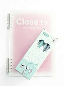 Cuaderno de hojas sueltas con tapa blanda A5 con bolígrafo retráctil morado y verde - Multicolor - Ver 13