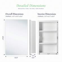 OLIXIS Medicine Mirror Cabinet For Bathroom, Surface And Recessed Mount - White - View 7