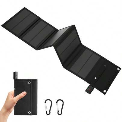 Folding Solar Panel Charger With USB Output For Fast Charging Phones, Cameras, Camping, Hiking