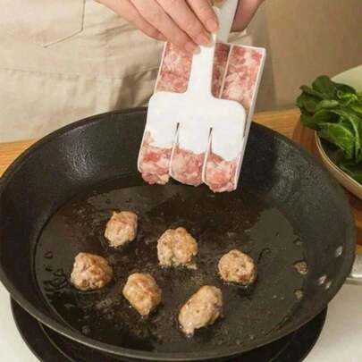 Effortless Triple Meatball Maker – Plastic Rice Ball, Heavy Duty Meat Baller Spoon With Scraper Home Cooking