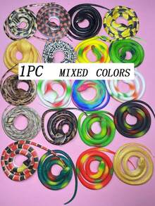 逼真软橡胶蛇玩具，栩栩如生的蟒蛇图案设计，吓人的动物蛇道具，吐舌蛇和蝰蛇，派对恶作剧蛇模型玩具，愚人节搞笑礼物 - 彩色 - 查看 22