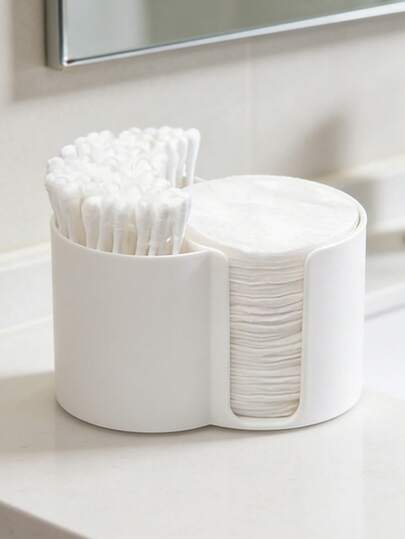 Bathroom Vanity 2-In-1 Cotton Swab And Makeup Remover Pad Storage Box Can Store Both Cotton Swabs And Makeup Remover Pads Simultaneously, Preventing Cross-Contamination And Maintaining Hygiene. Its Compact And Lightweight Design Saves Space. Suitable For Bathrooms And Vanities, It Can Also Be Used To Store Other Small Items. Durable And Easy To Clean