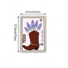 1幅复古德州邮票牛仔靴墙画，蓝帽花孤星州印花帆布画，复古西部乡村风格海报，适用于卧室、客厅、浴室、宿舍墙面装饰，送给她的礼物，不含框 - 彩色 - 查看 9