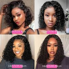 180% Density Burmese Curly Short Bob Wig Human Hair Bob Wigs Deep Wave 4x4 HD Lace Frontal Wig Virgin Bob - Natural Black - View 7