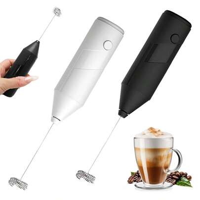Handheld Milk Frother, Stainless Steel Milk Frother, Electric Coffee Stirrer, Portable Milk Foamer For Coffee, Latte, Cappuccino, Matcha, Hot Chocolate, Wireless Electric Mini Coffee Milk Frother