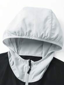 男士轻便连帽夹克，休闲防风外套，透气春夏款，可机洗，适合户外骑行、跑步、运动及休闲活动 - 黑色 - 查看 7