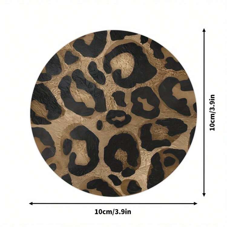 6/120pcs 2D Printed Textured Leopard Print Round Wooden Coasters, Suitable For Patio, Kitchen, Living Room, Home Gatherings, Dining Table Decor, Gift For Friends & Family, Ideal For Valentine's Day, Wedding, Birthday, Party, Home Decor Accessories - Multicolor - View 3