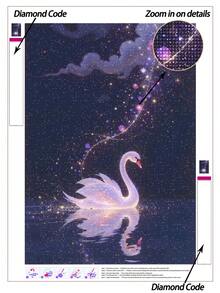 |5D DIY Diamond Painting|Starry Night White Swan With Reflection DIY Diamond Art Kit,Elegant White Swan,Shimmering Starry Trai.Handmade Decorative Painting,5D DIY Embroidery Mosaic Art, Make Your Own Wall Art DIY,Enjoy Hands-On Fun - No Frame - View 1