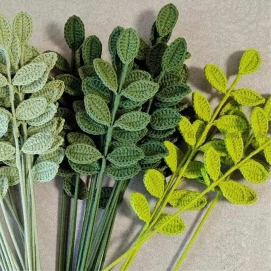 1/30片钩编叶子装饰品,手工钩编布艺叶子,婚礼装饰,家居花瓶装饰,餐厅,客厅,卧室,新娘捧花,腕花,胸花,生日派对装饰,情人节礼物 - 編織葉子 - 查看 1