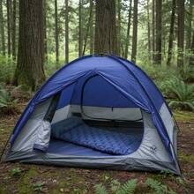 Colchoneta Inflable de Camping Inflado Semiautomático con Mecanismo de Inflado Sencillo Resistente y Cómodo - Azul - Ver 3