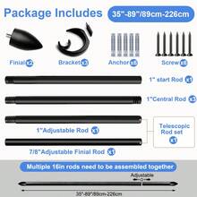 1 Set Black Curtain Rod, Length 35 - 147 Inches, Diameter 1 Inch. Decorative Curtain Rod Set, Adjustable, Heavy Duty, Suitable For Curtains In Bedroom, Living Room - Conical - Black - View 15