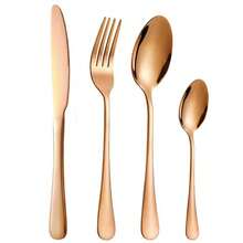 30pcs Rose Gold Stainless Steel Portuguese Style Cutlery Set - Rose Gold - View 4