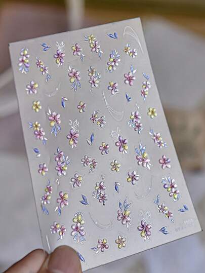 1 pieza Pegatinas de arte de uñas vintage con flores rosas y pétalos dorados, coloridos y elegantes, diseño de floración primaveral fresca para decoración de uñas romántica en bodas, fiestas y ocasiones especiales