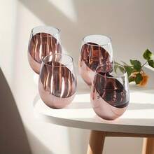 豪华玻璃饮具套装，包括水杯、渐变电镀蛋杯、葡萄酒杯、威士忌酒杯、创意豪华蛋杯、牛奶杯、果汁杯，适合家庭聚会、婚礼、节日晚宴及其他场合。 - 彩色 - 查看 2