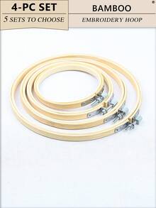 4个/套圆形米色竹制绣绷，坚固耐用，手工制作，适用于万圣节、圣诞节装饰、家居装饰、捕梦网装饰、手机/钥匙扣/包包/服装配饰、发饰、桌面/床头摆件、汽车挂饰等。 - A - 查看 1