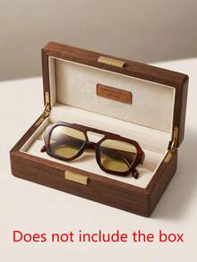 1 Pair Women's Brown Polygon Retro Double-Bridge Fashionable Street Style Personalized PC Frame Glasses - Brown - View 3