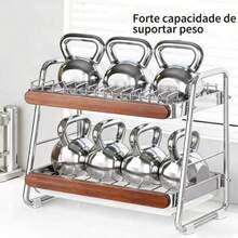 Luxury 2-Tier Dish Drainer Organizer, Stainless Steel With Wood Details, 43x27x34 Cm - 查看 4