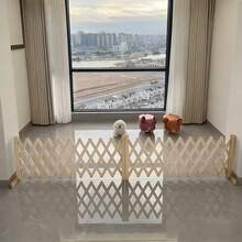 Wooden Pet Fence, Retractable Dog Gate, Indoor Safety Barrier, Suitable For Home, Bedroom, Doorway And Stairs - Easy To Install, For Indoor Dogs - Apricot - View 6