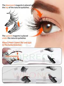 MAANGE 1 套磁性假睫毛 - 带磁性夹子，狐狸眼款，便携，自然逼真，可重复使用，强力磁铁吸附，无需胶水和卸妆产品，睫毛，假睫毛，条纹睫毛，磁性睫毛 - 黑色 - 查看 5