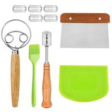 5pcs Stainless Steel Wood Handle Scraper Knives, Food Scraper, Flour Scraper Board, Baking Tools, Sausage Slicing Knife, Dough Cutter - View 3