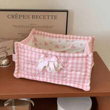1 buc Coș de depozitare pentru birou cu fundă din dantelă super drăguț, coș organizator cosmetic impermeabil, poate depozita diverse perii și produse de îngrijire a pielii, decor pentru birou, cutie de depozitare cosmetică, coș de picnic portabil - Multicolor - Vizualizare 16