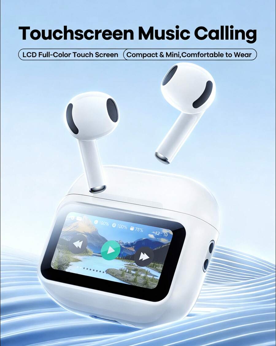 Wireless Bluetooth Earbuds With Digital Display, Up To 20 Hours Of Battery Life, Wireless Stereo Headphones, Touch Controls, Mini Earbud Design, Comfortable And Sweat-Proof Sports Headphones, Bluetooth 5.4, Supports Multiple Languages. CozyBuds W20 PRO - View 1