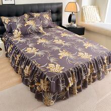 三件套床裙（1 条床裙 + 2 个枕套），花卉图案，柔软亲肤，适合卧室，四季皆宜 - 彩色 - 查看 8