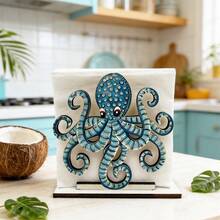 1pc Navy Style Napkin Holder, Ocean Themed Design, Desktop Storage Rack, Kitchen Countertop, Living Room/Bedroom Home Decor, Party Supplies - Multicolor - View 5