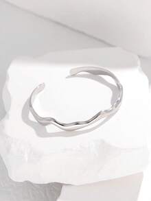 1pc Minimalist Geometric Open Cuff Bracelet, Elegant Stainless Steel Plated Gold Bangle, Suitable For Women's Daily, Party And Date Wear - Multicolor - View 4
