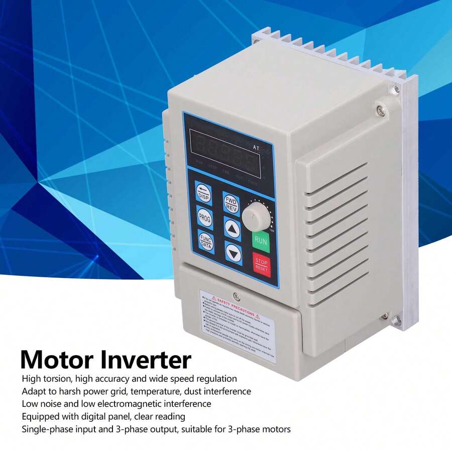 Variador de Frecuencia, 1hp Bifásico A Trifásico 220v 750w, Controlador de Velocidad del Motor - Gris Claro - Ver 1