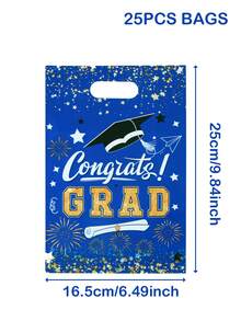 50 piezas Bolsas de regalo para la temporada de graduación, bolsas de embalaje de regalo con patrón de birrete y certificado, bolsas de regalo pequeñas para fiesta de graduación, felicitaciones por la graduación, felicitaciones por la graduación, decoración de feliz graduación, regalos de graduación 2026, decoración de mesa para celebración de graduación, bolsas de recuerdo para la temporada de graduación, bolsas de dulces para fiesta de graduación, suministros de embalaje de cocina para la temporada de graduación, decoración interior de graduación, decoración del hogar de graduación, regalos pequeños para fiesta - Temporada de graduación azul y dorada - Ver 10