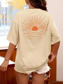 Men's Graphic Tee, Oversized T Shirt Men, Vintage Graphic T Shirt, Streetwear T Shirt Men, Graphic Tees For Men, Casual Loose Fit T Shirt, Summer T Sh - 卡其色 - 查看 2