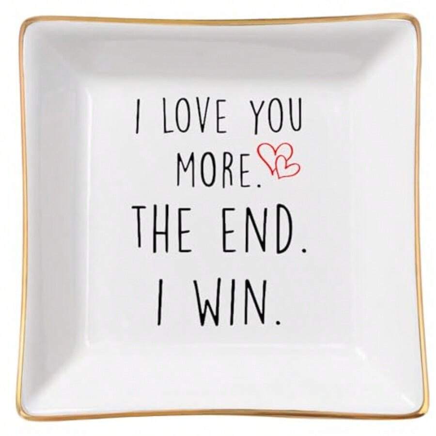 Wife Gifts Romantic Gifts for Her Jewelry Dish Tray I Love You More. The End I Win. - Aniversario cumpleaños Navidad Día de la Madre San Valentín regalos para esposa de marido - - Blanco - Ver 1
