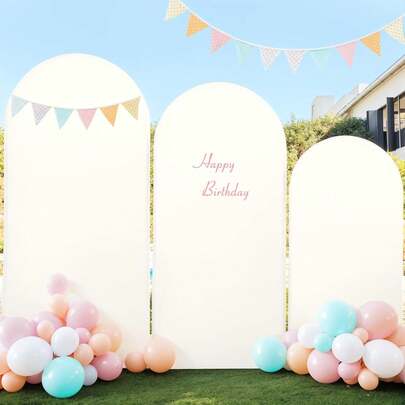 1件装 - 优雅白色/薄荷绿/粉色/黑色婚礼拱门罩 - 多功能双面可调节框架装饰，半圆形穹顶背景，适用于婚礼装饰、儿童派对、圣诞节、生日、婴儿派对、性别揭晓派对和特殊活动 - 涤纶材质（仅含罩面，不含框架）