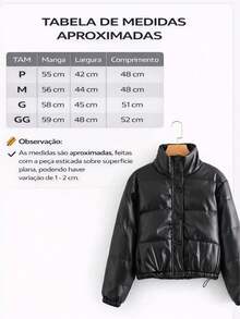 Women's Leather Puffer Jacket With Fleece Lining For Winter - màu đen - Xem 6