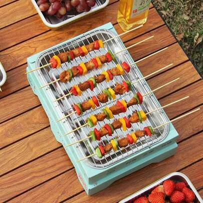 一次性烧烤炉，便携式木炭烧烤炉，适用于露营、野餐和后院聚会，户外烧烤配件