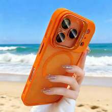 Étui de téléphone de luxe B65, équipé d'un support d'objectif en acier inoxydable et d'une protection de caméra, spécialement conçu pour le 17 Pro, parfaitement compatible avec les modèles 16 Pro Max, 15 Pro, 14 et 13. Design de protection intégrale. - Orange - Voir 4