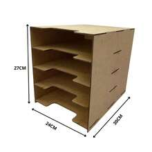 Paper Organizer With 5 Compartments In MDF - Choose Your Color - Rose - View 3