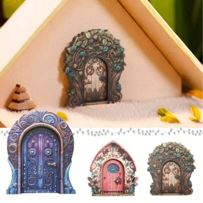 Wooden Fairy Door Decor, Creative Fairy Tale House Home Decor, Tabletop Micro Landscape Ornament For Garden