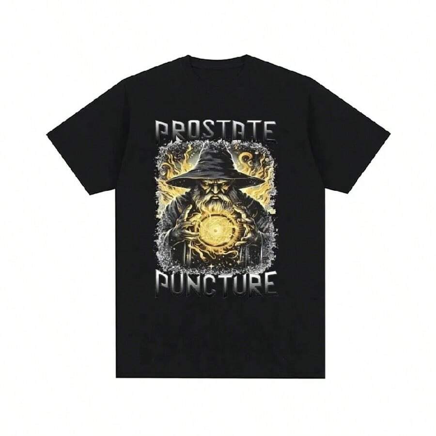Prostate Puncture Wizard Meme Tee Shirt Testicular Torsion T Shirt Clothing Fashion Gothic T-Shirts Streetwear - 黑色 - 查看 1