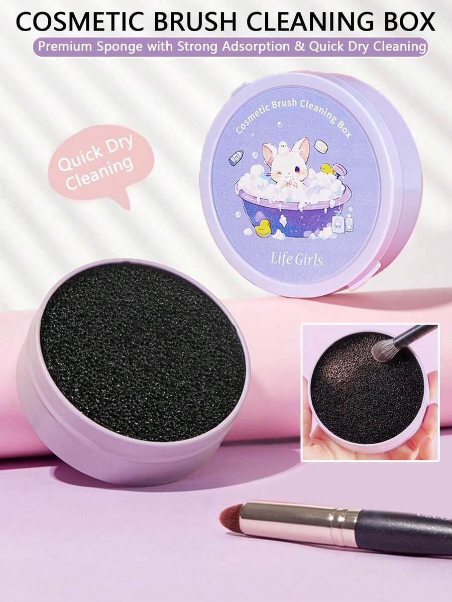 2pcs/1pc Makeup Brush Dry Cleaning Sponge Box, Quick Cleaning Of Brush Residue Without Water, Brush-Friendly, Soft & Portable, Reusable, Gift, Travel, Economical Item, Travel Essential