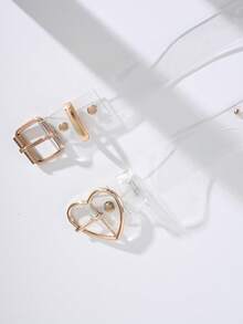Women's Transparent Heart-Shaped Buckle Belt, Minimalist Versatile Casual Waist Belt Suitable For Pants And Dresses - Clear - View 3
