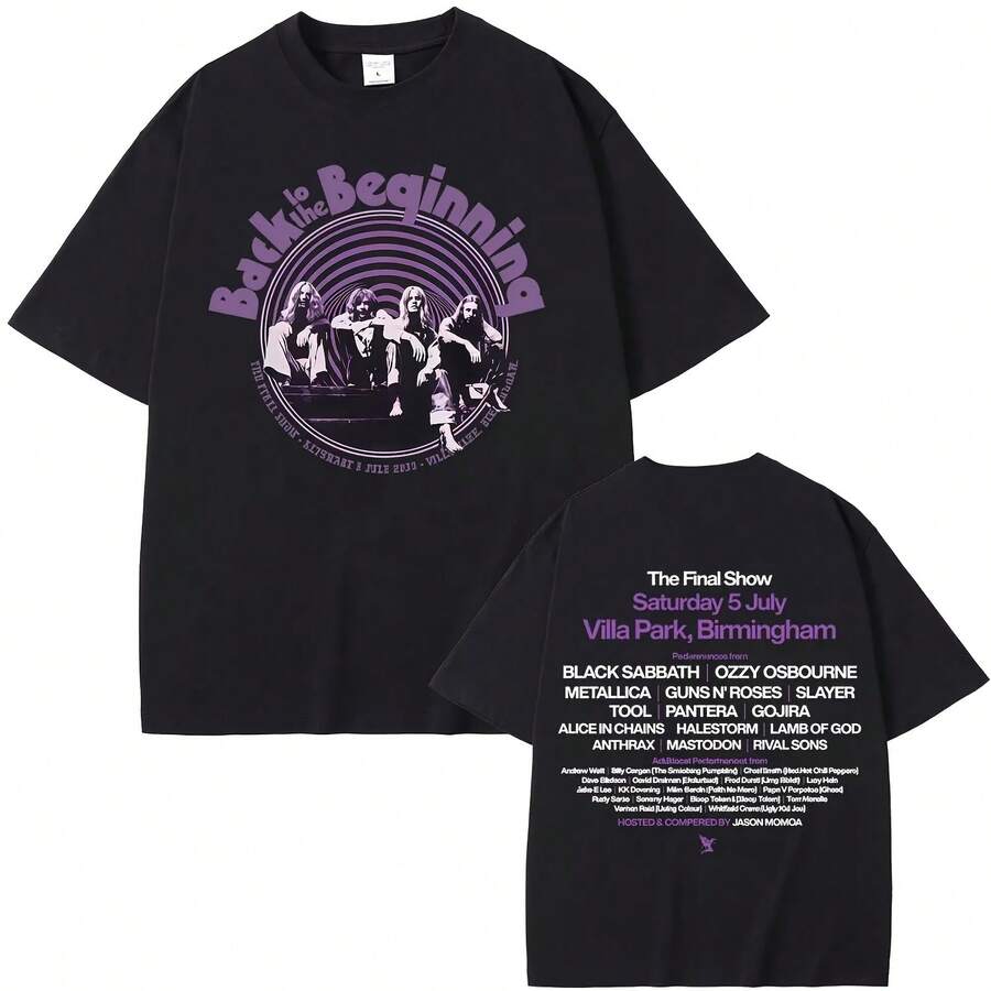 Heavy Metal Rock Band Black Sabbaths And Ozzys Osbournes Back To The Beginning T-Shirts Men Women Vinta - màu đen - Xem 1