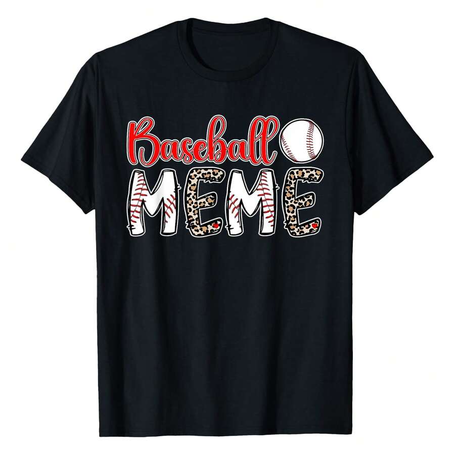 Proud Baseball Meme For Mother's Day Women's Baseball Meme Grandma Black Sleeve T-Shirt - 黑色 - 查看 1