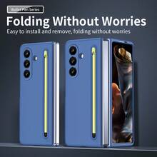 Galaxy ZFold3/ZFold4/ZFold5/ZFold6/ZFold7 Phone Case With Stylus Pen, Matte Texture Material Protective Cover, Minimalist Elegant Design, Integrated Pen Slot, Fashion Versatile Case - Multicolor - View 6